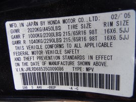 2005 Honda CR-V LX Black 2.4L AT 2WD #A23818